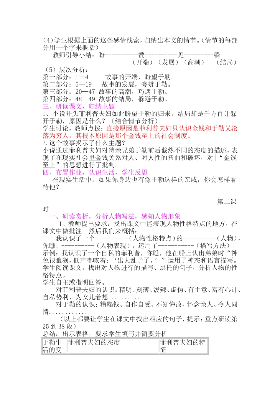 我的叔叔于勒教案_第2页