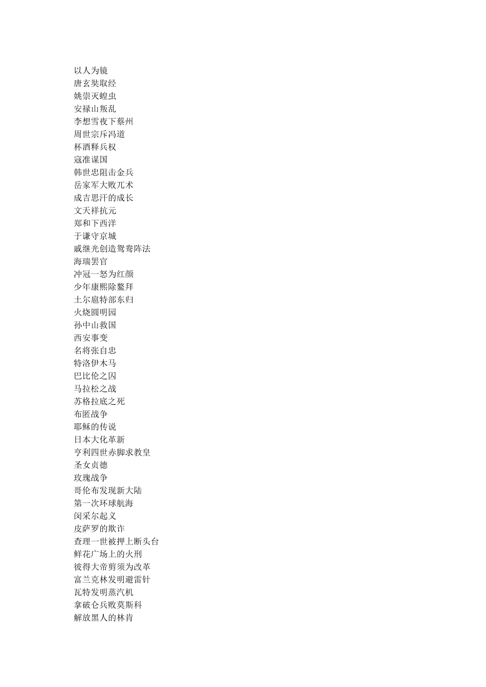 影响小学生一生的100个历史故事(目录)_第2页