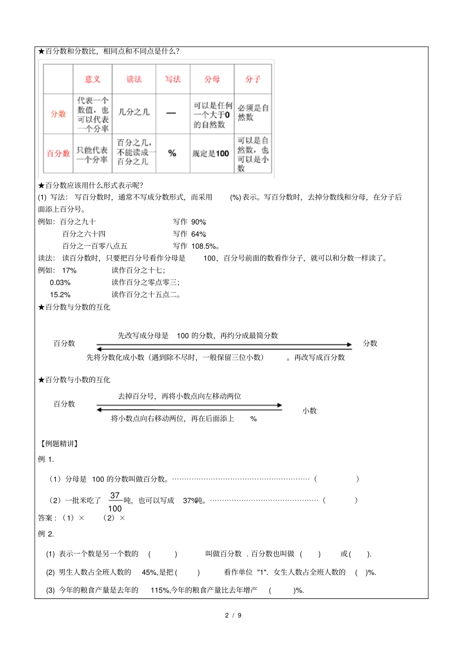 六年级上册百分数的意义和简单的百分数应用题含答案_第2页