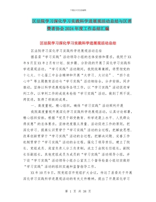 区法院学习深入学习实践科学发展观活动总结与区消费者协会2024年度工作总结汇编