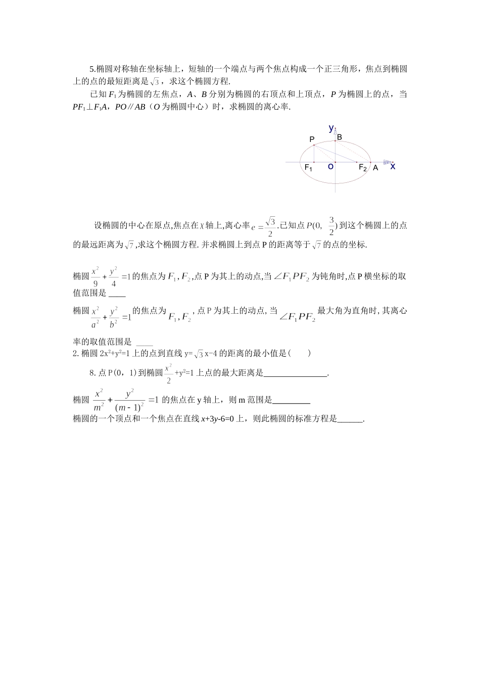 椭圆练习小题_第1页