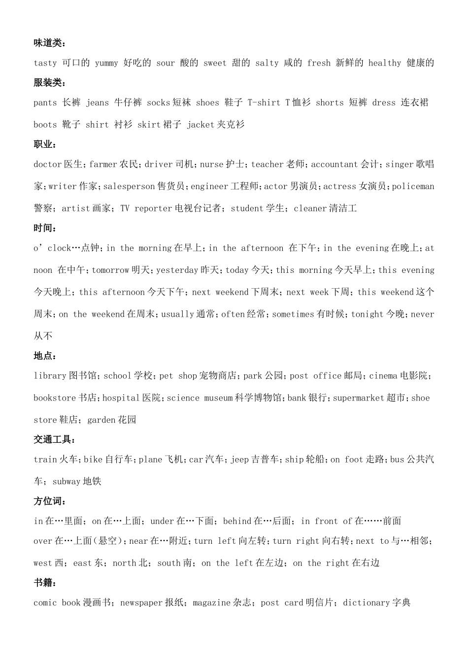 PEP小学英语单词分类总表_第2页