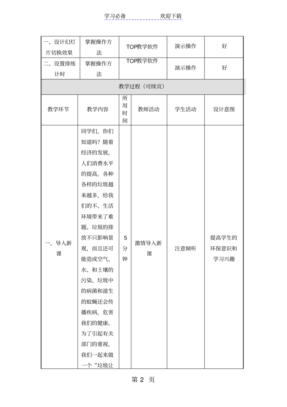 六年级下信息技术教学设计垃圾让大地不堪重负_吉教版_第2页