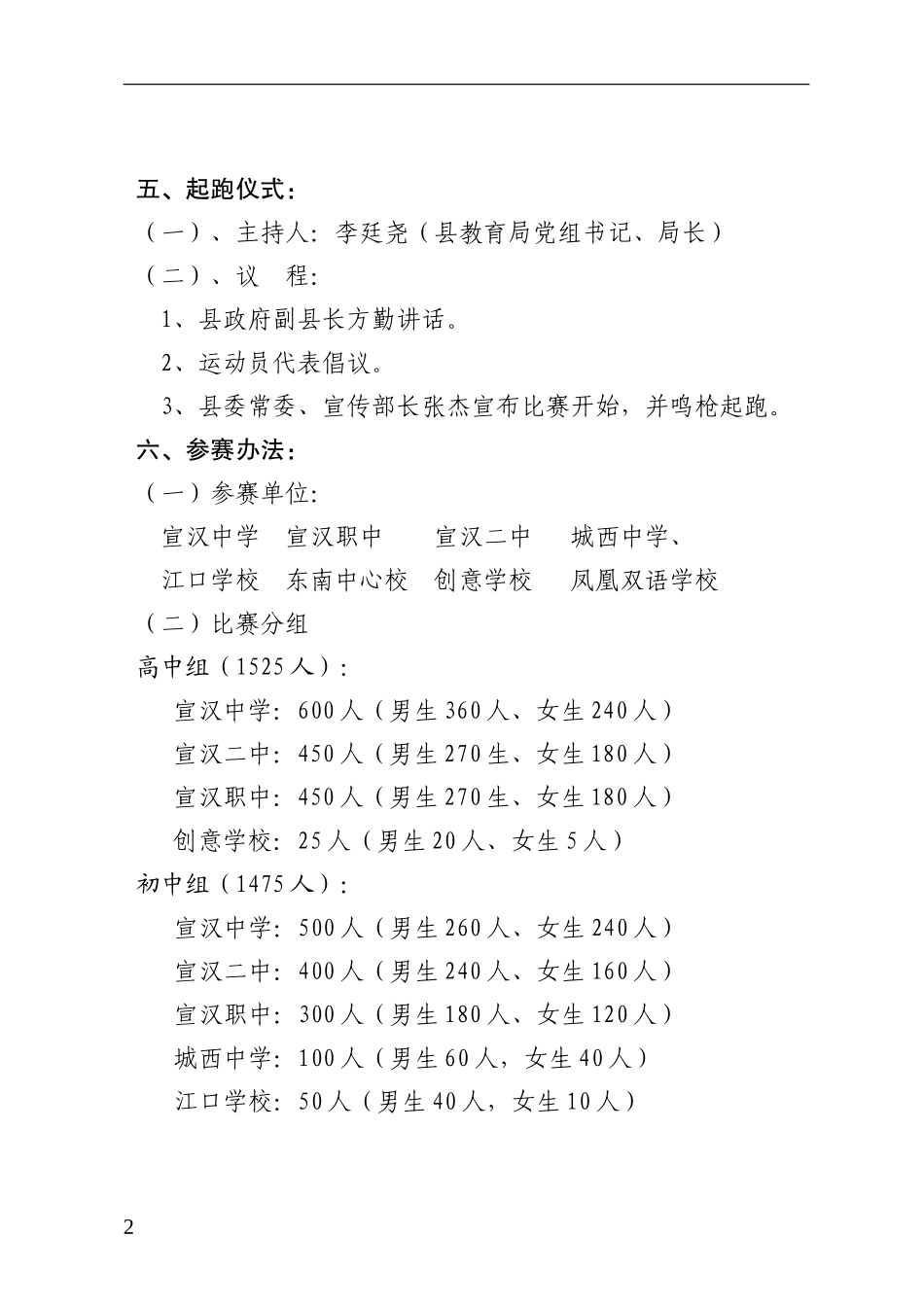 教育局主办2012年宣汉县中小学生环城长跑比赛的建议方案(最新修改)_第2页
