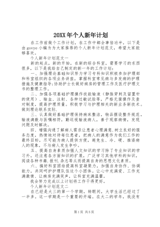 20XX年个人新年计划