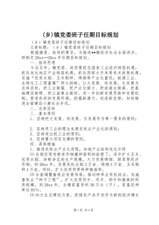 (乡)镇党委班子任期目标规划 