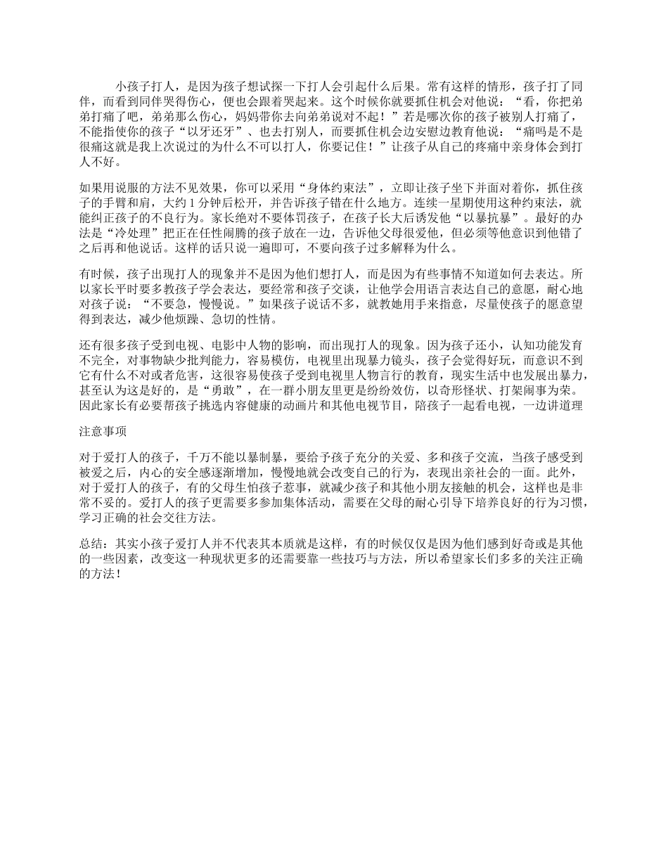 孩子爱打人怎么办_第1页