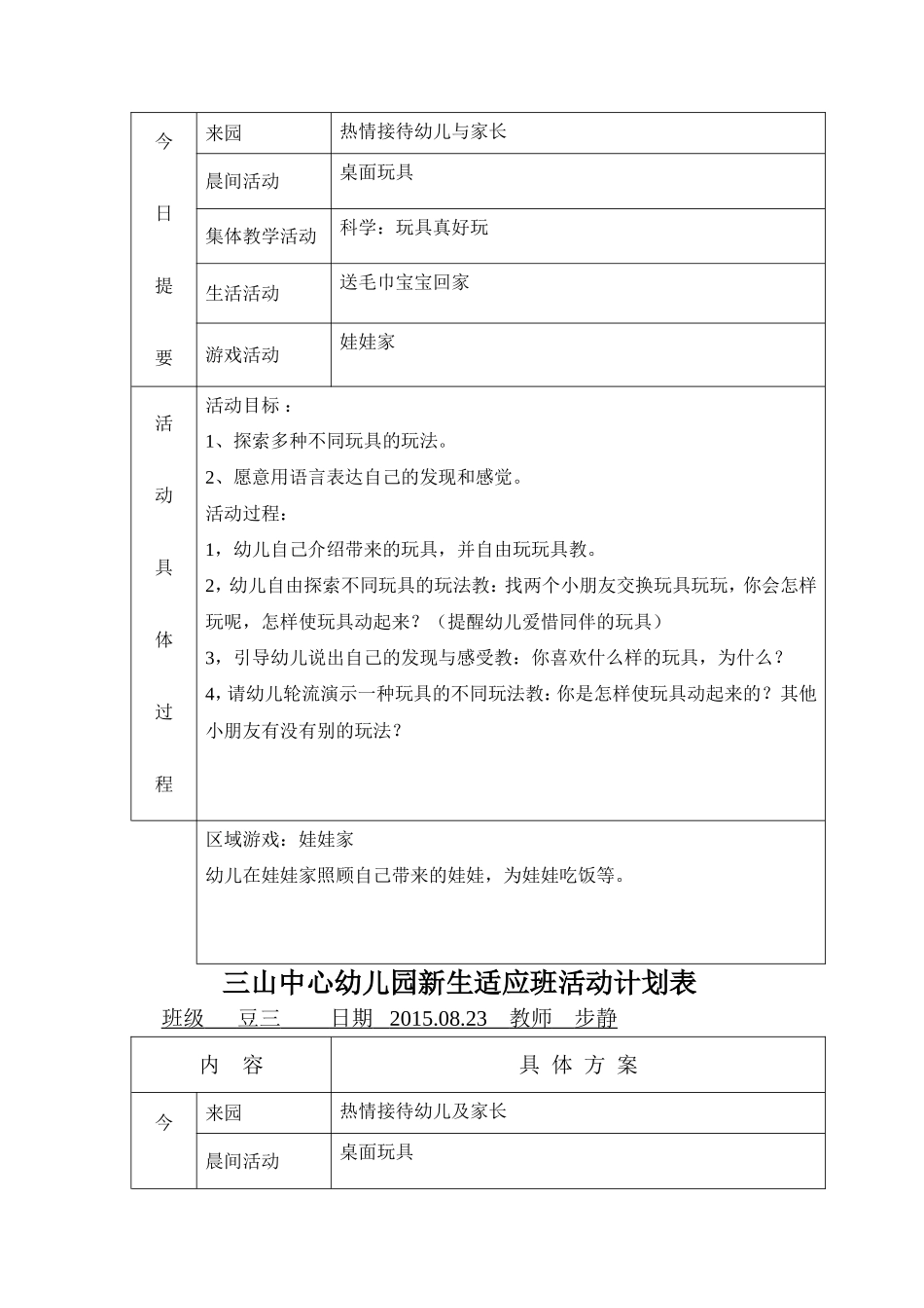 三山中心幼儿园新生暑期适应班计划表_第3页