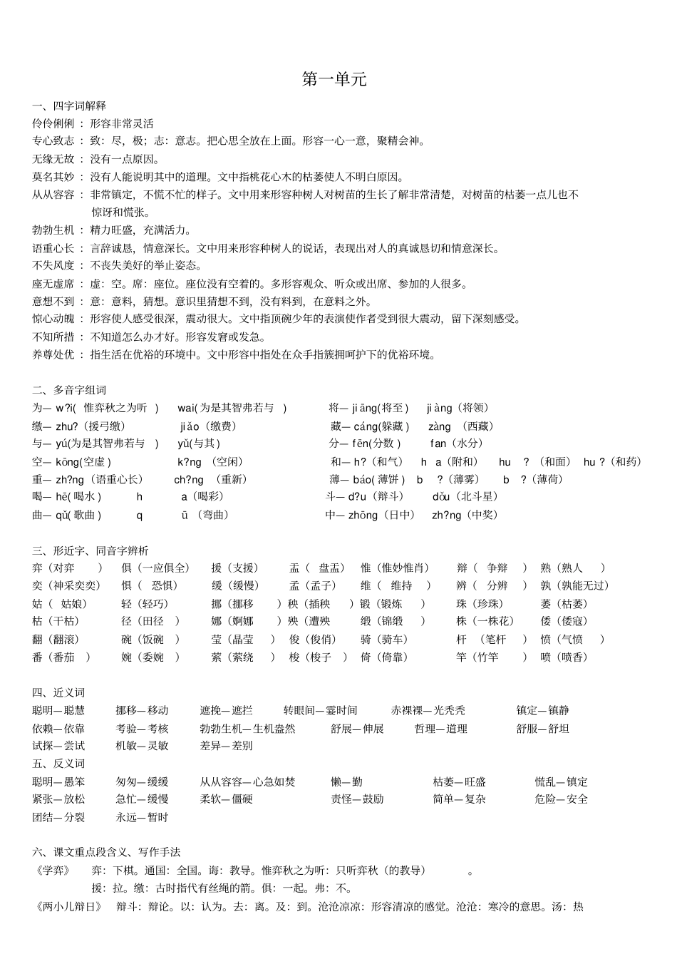 六年级下册语文知识梳理汇总_第1页