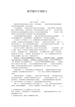 六年级下册语文试题-小升初细节描写专项练习全国通用含答案