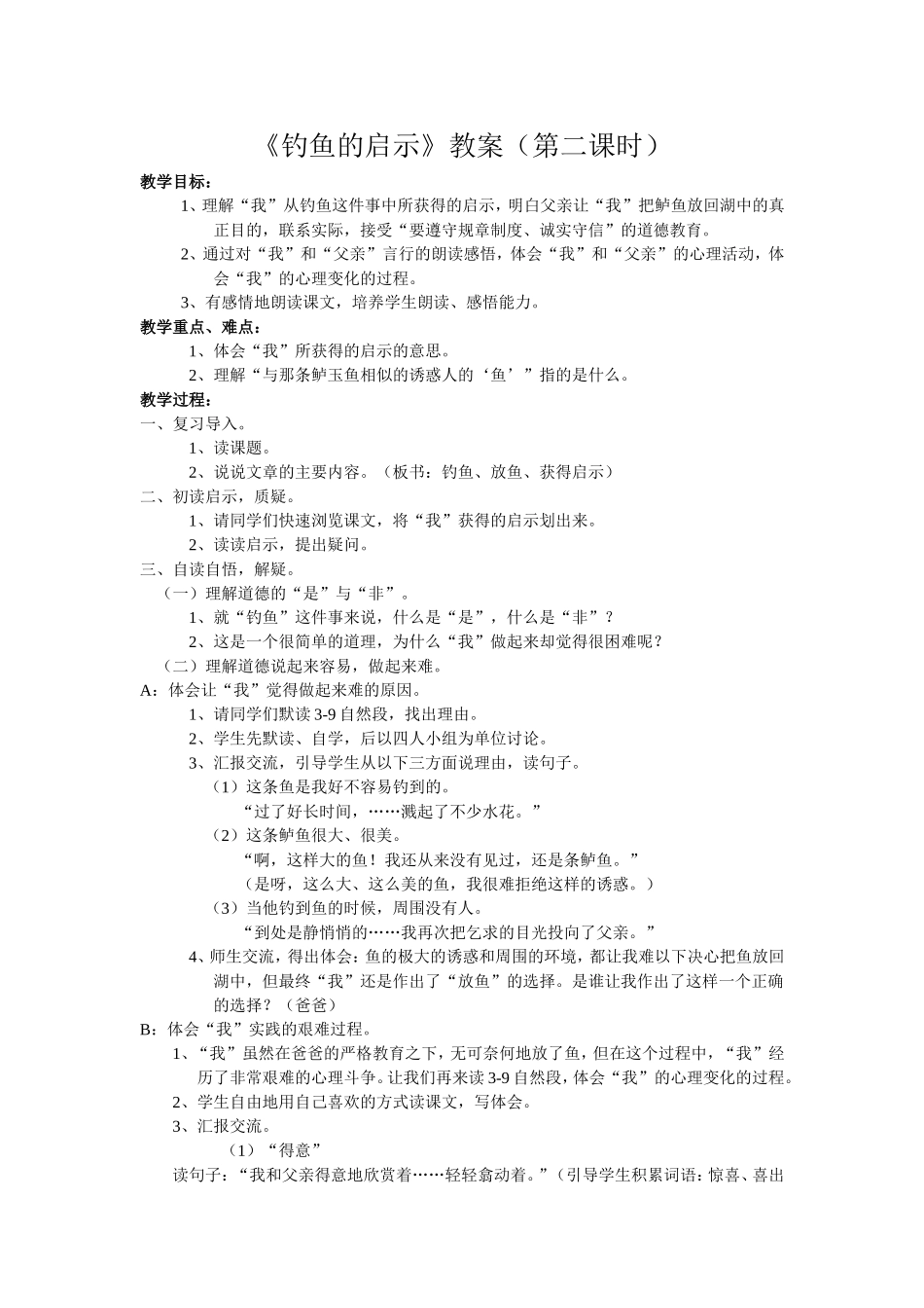 《钓鱼的启示》教案_第1页