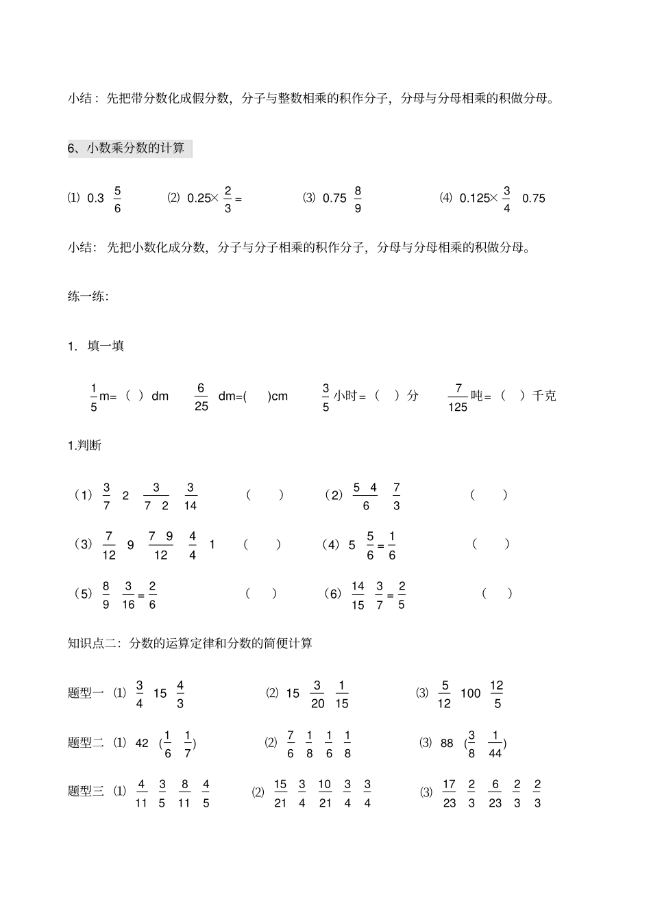 六年级分数乘法复习史上最全_第2页