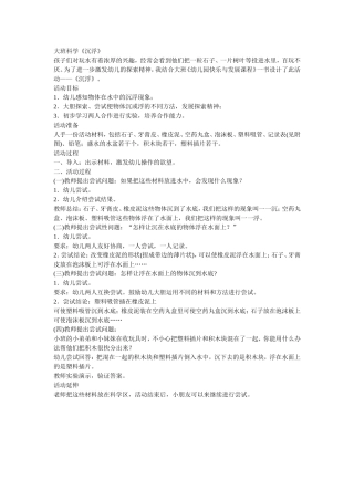 大班科学——沉浮