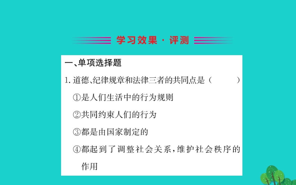 版七年级道德与法治下册 第四单元 走进法治天地 第九课 法律在我们身边 第2框 法律保障生活习题课件 新人教版 课件_第2页