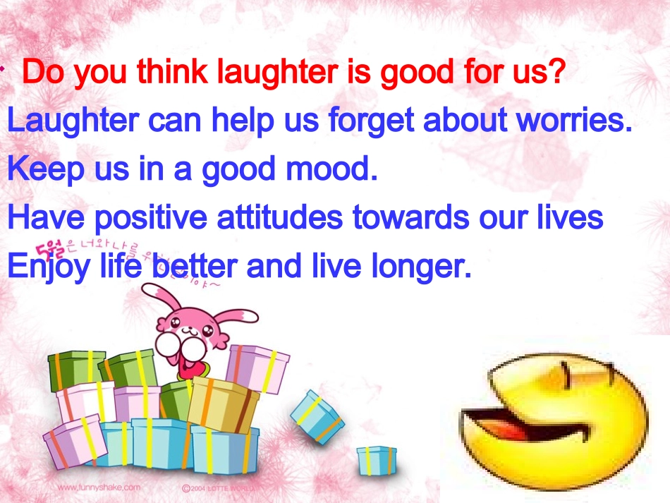 高二英语Unit1 Laughter is good for you课件_第2页