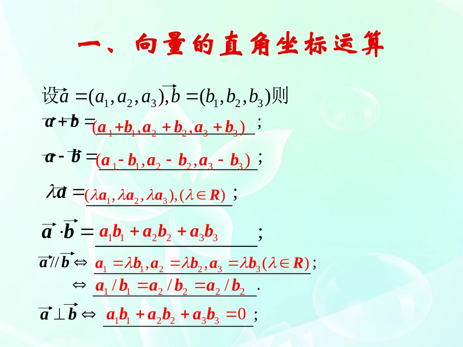 高中数学 第二章 空间向量运算的坐标表示课件 北师大版选修2-1 课件_第2页
