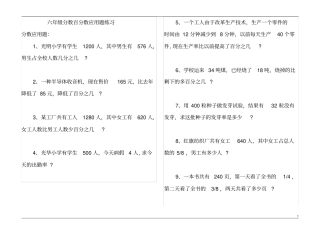 六年级分数百分数应用题练习1