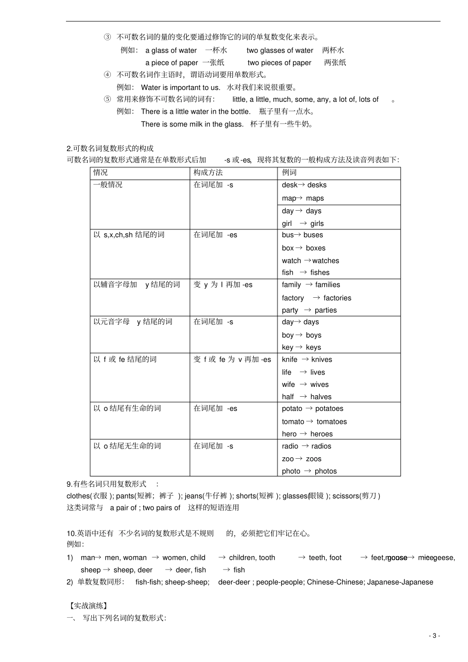 六年级名词和人称代词物主代词_第3页
