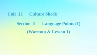 高中英语 Unit 12 Culture Shock Section Ⅱ Language Points ⅠWarm up  Lesson 1课件 北师大版必修4 课件