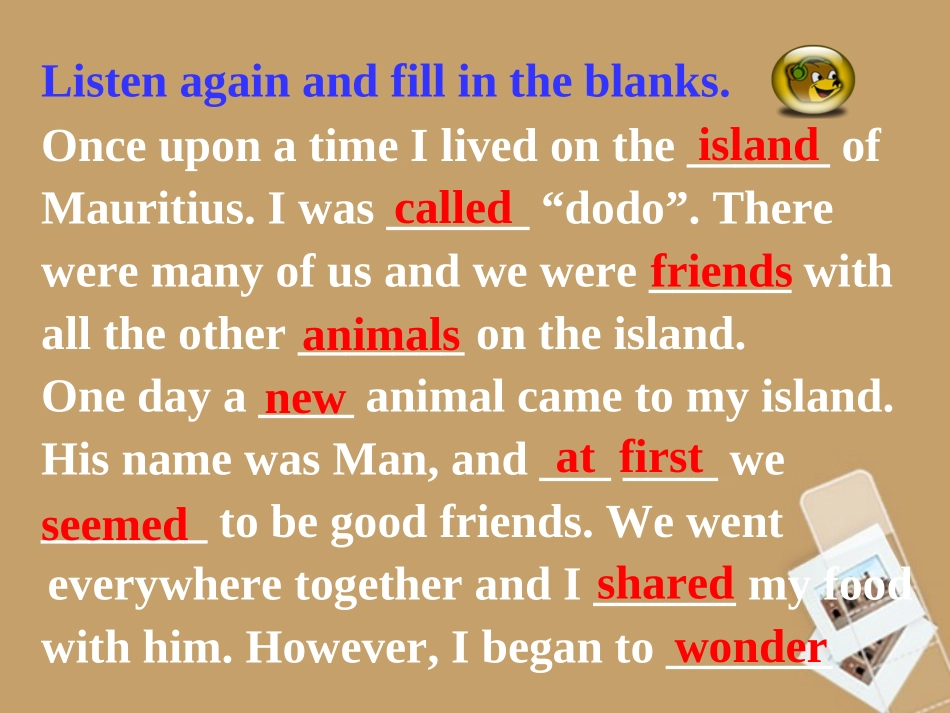 高中英语 Unit4 Listening exercise课件 新人教版必修2 课件_第3页