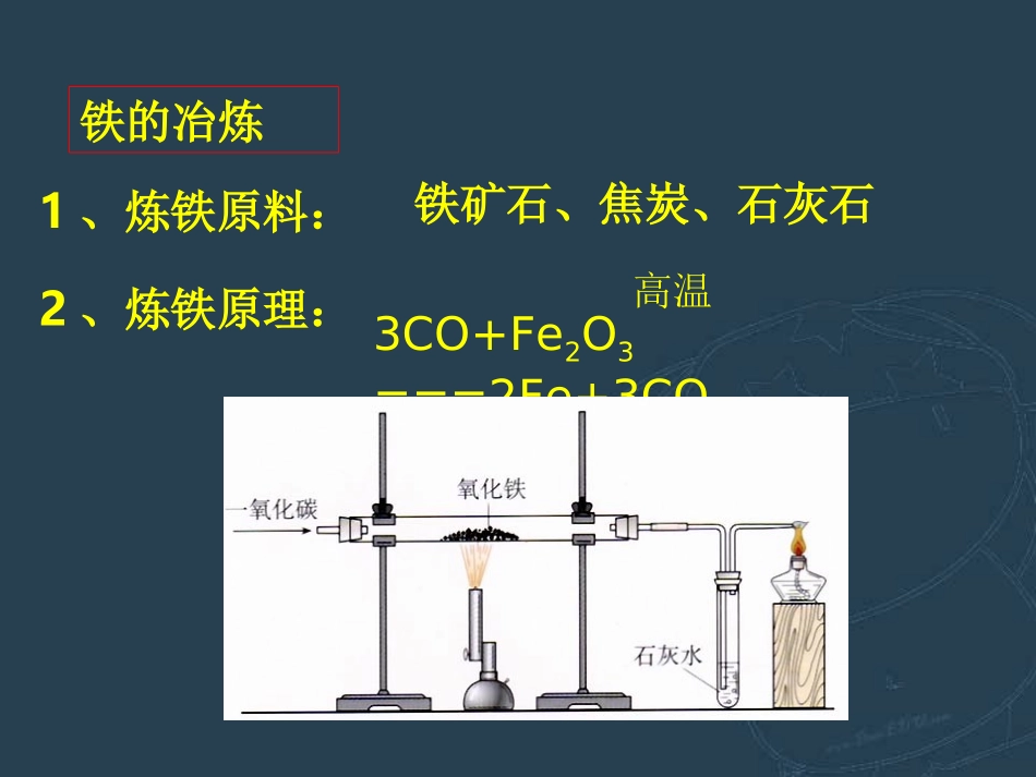 铁的冶炼  合金第一课时九年级化学课件 沪教版 课件_第3页