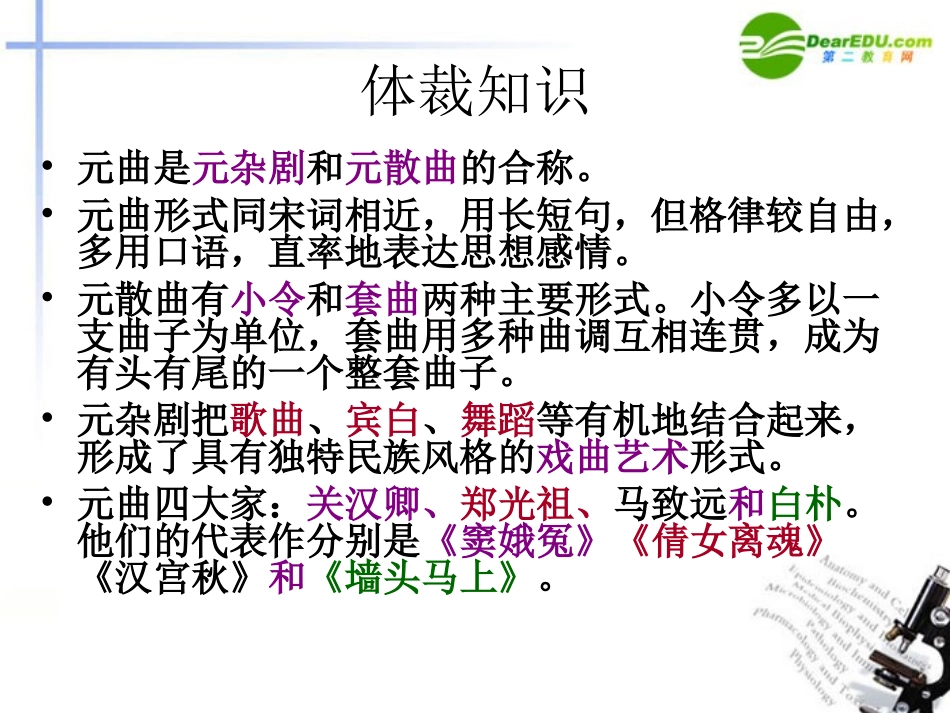 高中语文(元曲三首)课件 新人教版必修3 课件_第2页