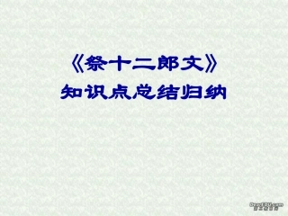 祭十二郎文文言知识总结 高二语文祭十二郎文课件(含ppt,flash)人教版 高二语文祭十二郎文课件(含ppt,flash)人教版