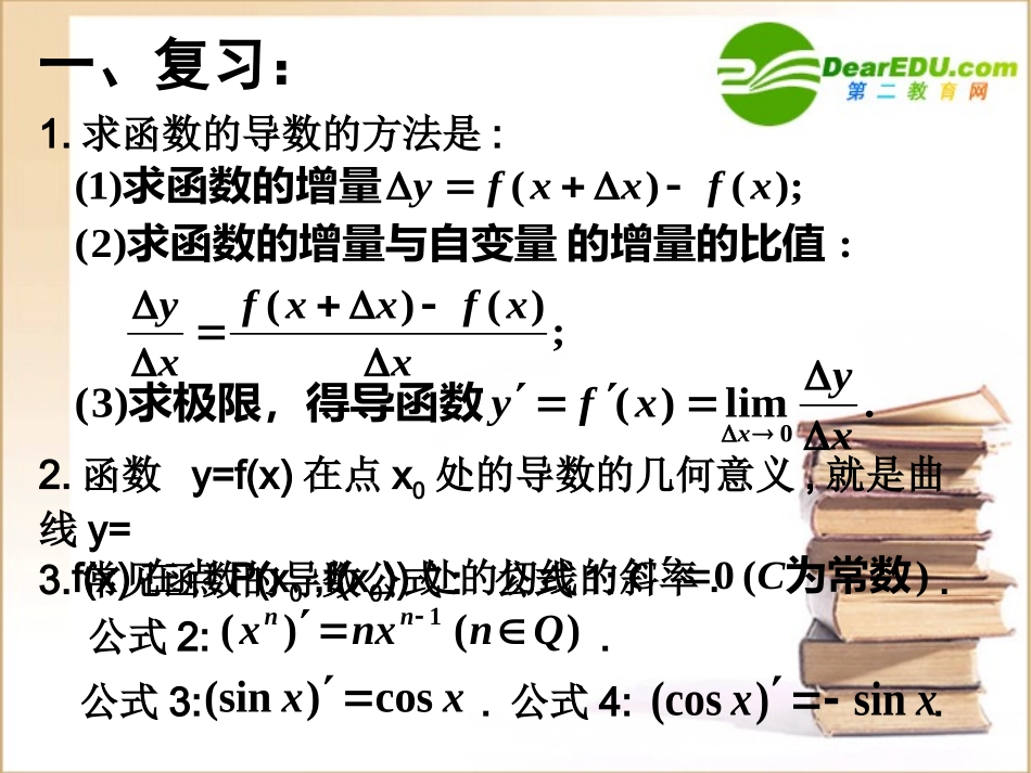 高三数学(导数)全章课件：函数的和、差、积、商的导数 课件_第2页