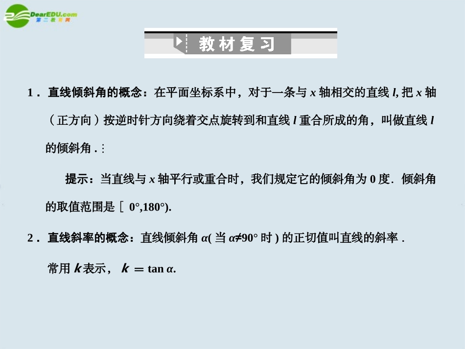 高三数学一轮复习 直线的倾斜角与斜率课件 北师大版 课件_第2页