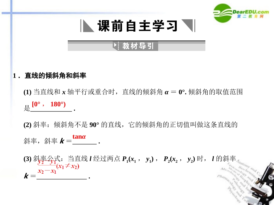 高三数学一轮复习 7.1 直线的方程课件 文 大纲人教版 课件_第3页