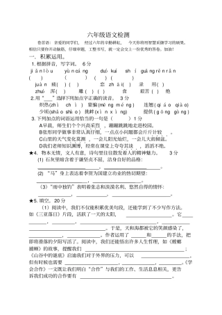 六年级小升初语文试题