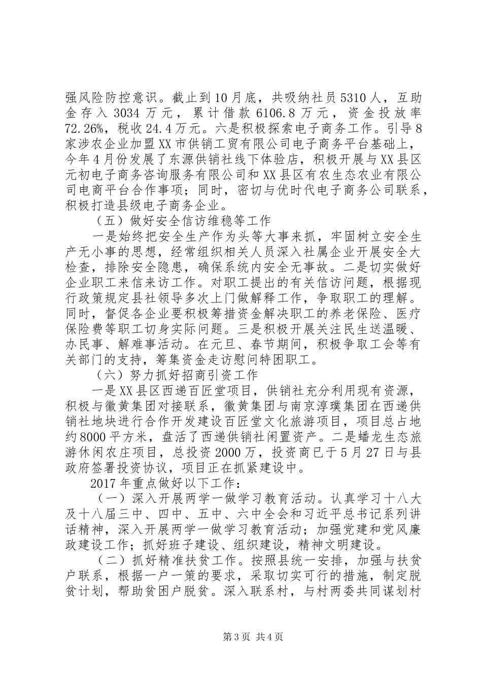 县供销社XX年工作总结及XX年工作计划 _第3页
