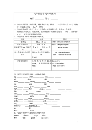 六年级形容词专项练习