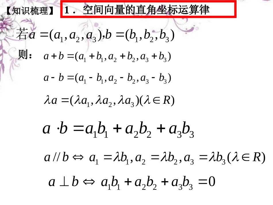 高三数学(空间向量及其坐标运算)复习课件 新人教版 课件_第3页