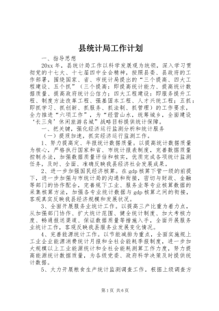 县统计局工作计划 