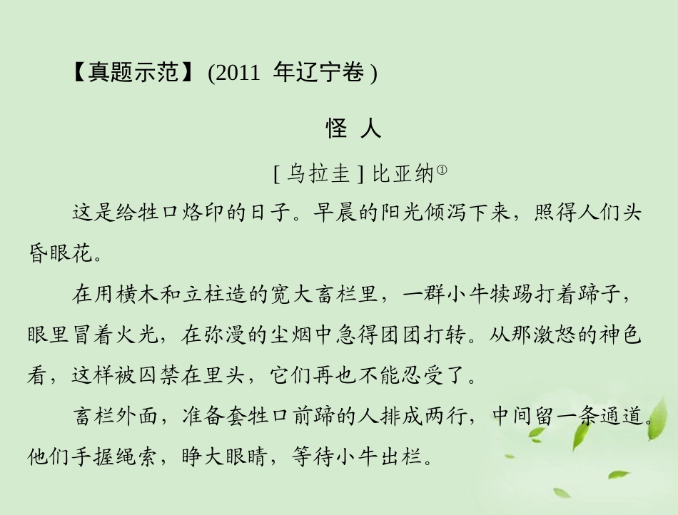高考语文二轮专题复习 第一部分 第五章 文学类文本阅读 强化一 小说阅读课件_第3页