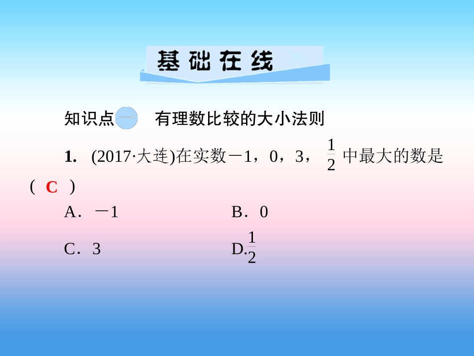 秋七年级数学上册 第1章 有理数 1.3 有理数大小的比较课件 (新版)湘教版 课件_第3页