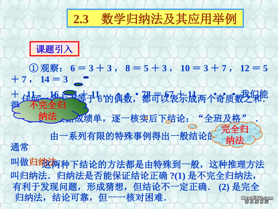 高二数学选修 数学归纳法及其应用举例ppt课件 新人教版 课件_第2页