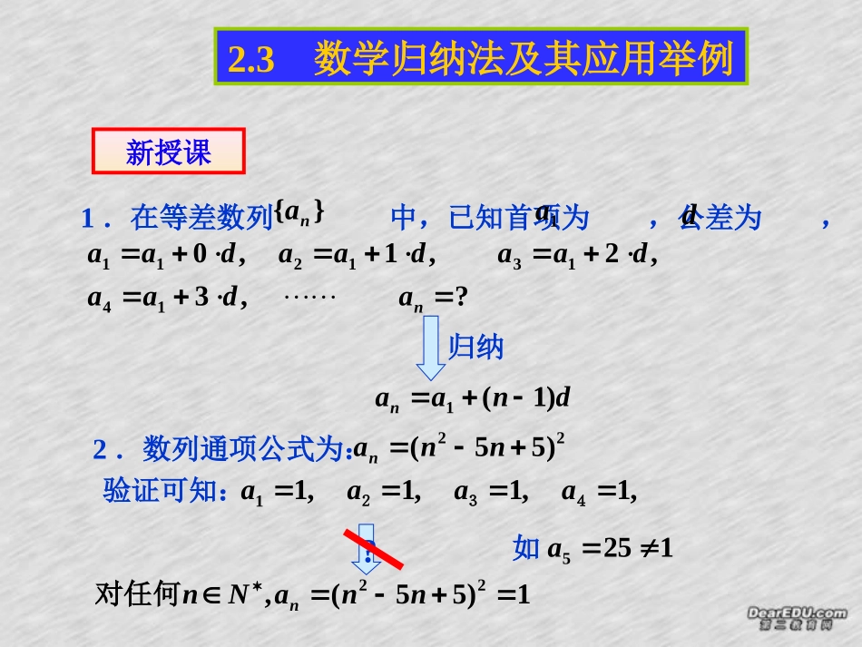 高二数学选修 数学归纳法及其应用举例ppt课件 新人教版 课件_第3页