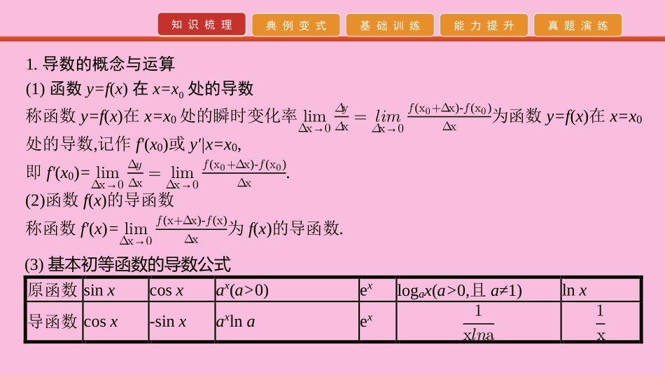 高考数学 艺考生冲刺 第六章 函数、导数及其应用 第18讲 导数的概念与运算课件_第2页