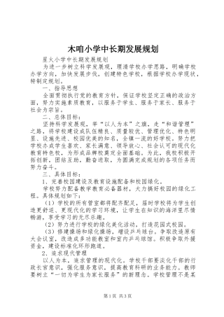 木咱小学中长期发展规划 