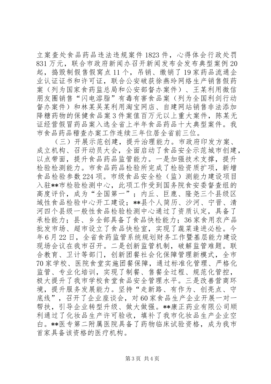 食品药品安全工作总结及计划 _第3页