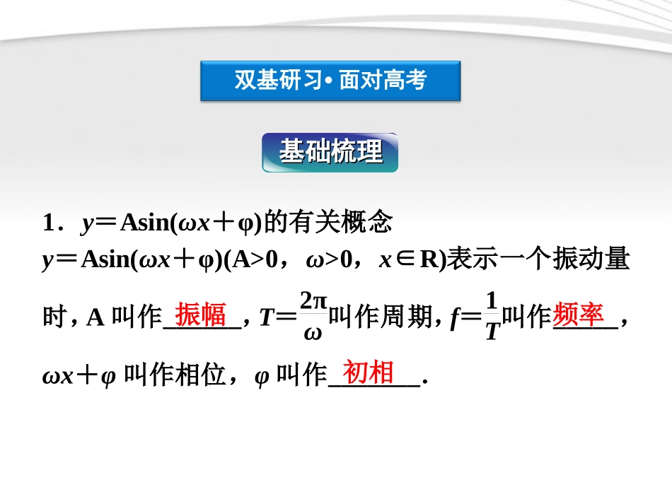 高考数学总复习 第3章§3.6函数y＝Asin(ωx+φ)的图像及三角函数模型的简单应用精品课件 理 北师大版 课件_第3页