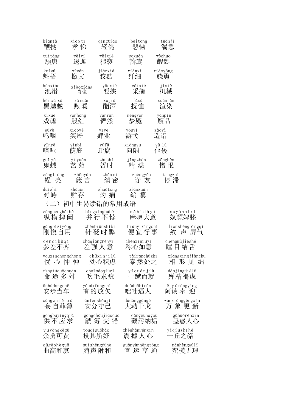 中学生易读错的常用词语、成语_第2页