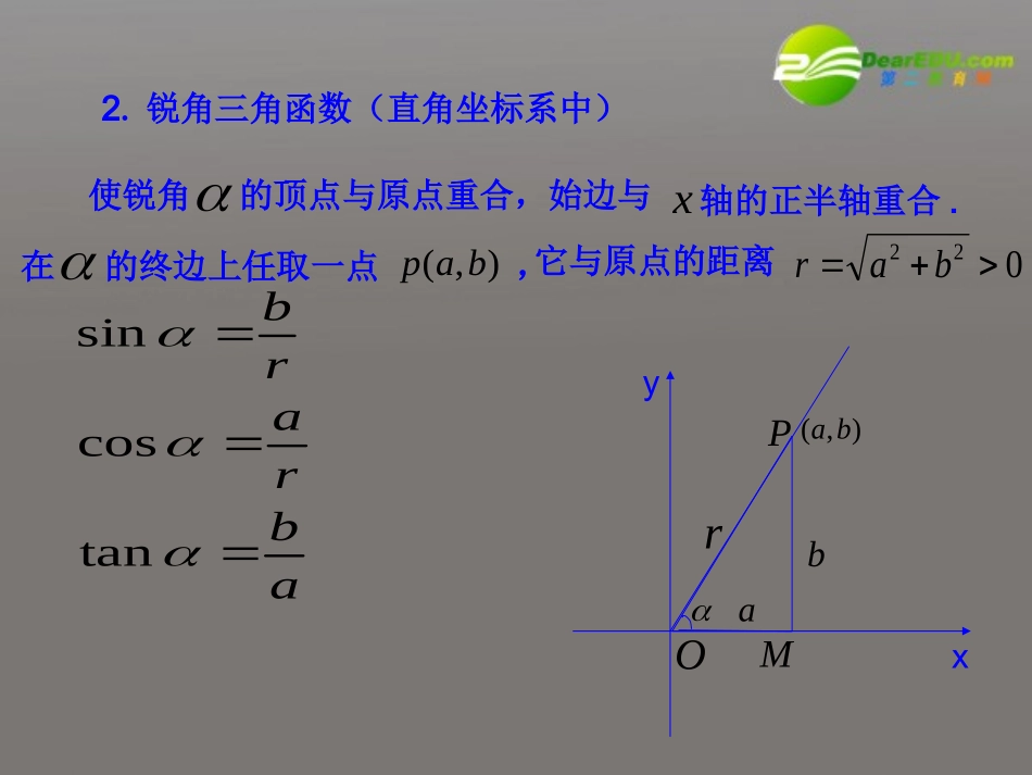 高中数学 121(任意角的三角函数2)课件 苏教版必修4 课件_第2页