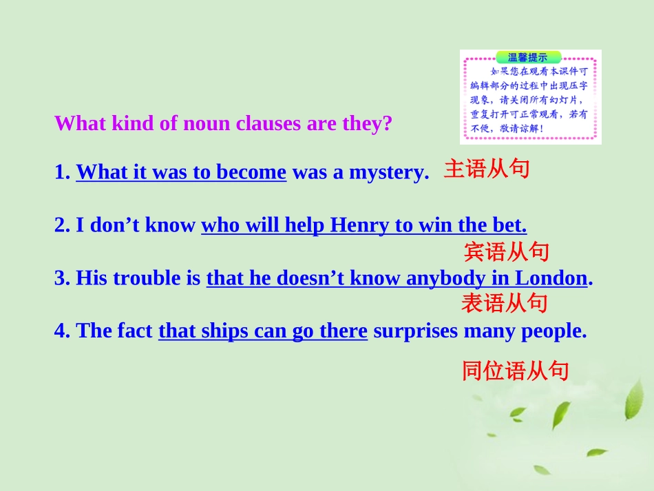 高中英语 Unit5(Canada- The True North )Learning about Language多媒体教学课件 新人教版必修3 课件_第2页