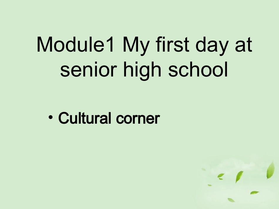高中英语 Module1 Cultural Corner课件 外研版必修1 课件_第1页