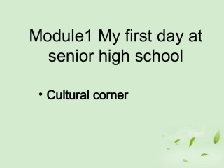 高中英语 Module1 Cultural Corner课件 外研版必修1 课件