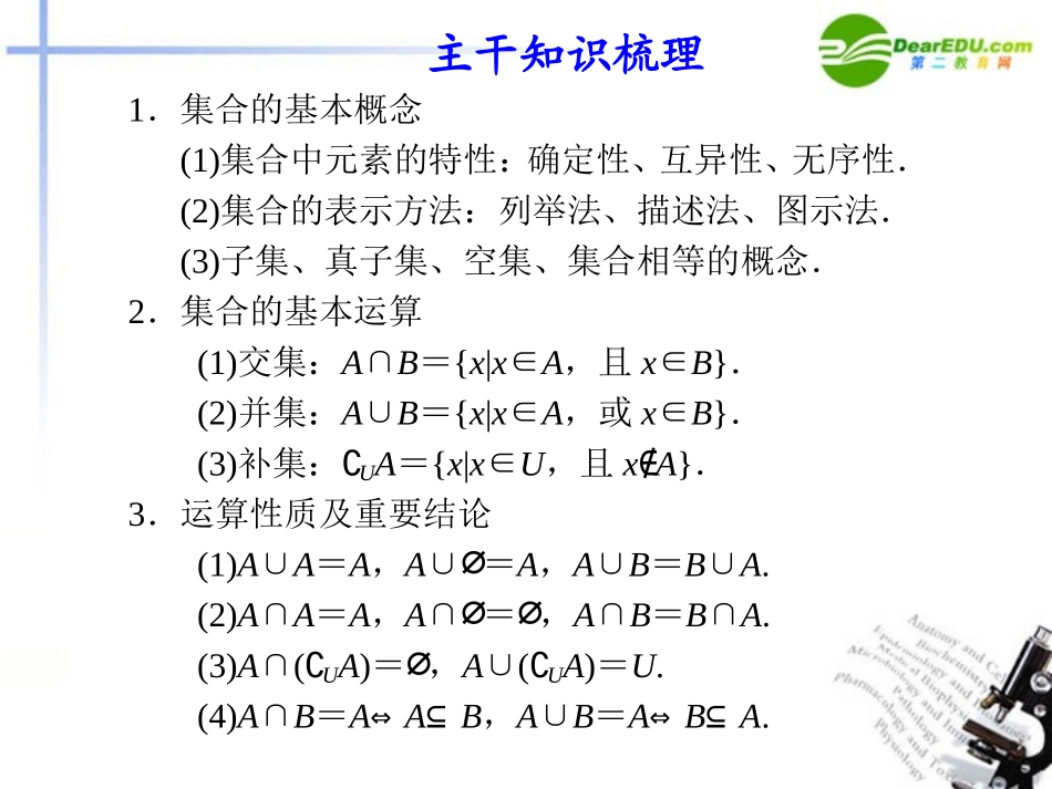 高考数学二轮复习 专题一第1讲集合、简易逻辑课件 理 大纲人教版 课件_第3页