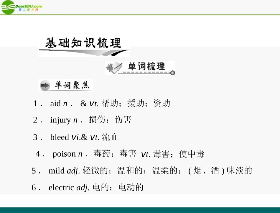 高考英语一轮复习 Unit 5 First aid课件 新人教版必修5_第2页